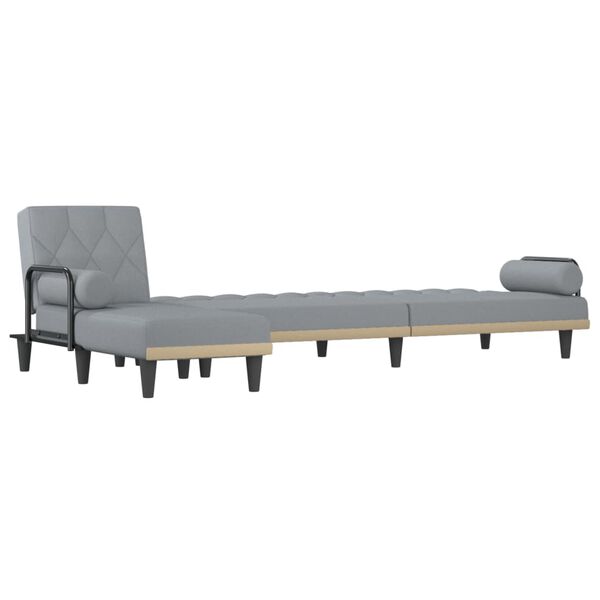 vidaXL L-formet sovesofa 260x140x70 cm stof lysegr&aring;