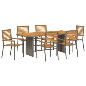 vidaXL Have Spisebordss&aelig;t 7 pcs Gr&aring; og Brun polyrattan