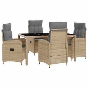 vidaXL Udend&oslash;rs spise s&aelig;t 5 stk. Beige og lys gr&aring; polyrattan