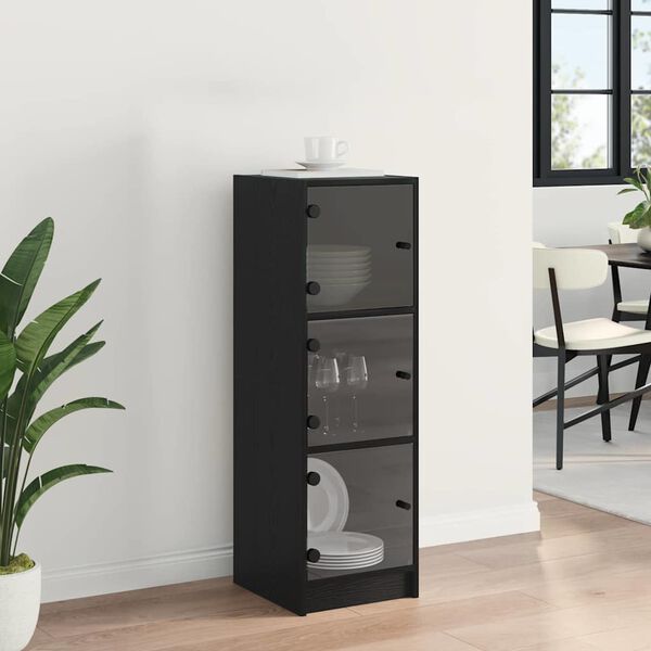 vidaXL Highboard Sort eg 35 x 37 x 109 cm Konstrueret tr&aelig;
