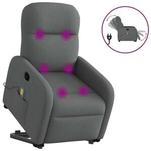vidaXL elektrisk massagestol med l&oslash;ftefunktion stof m&oslash;rkegr&aring;