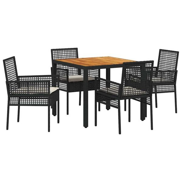 vidaXL Have Spisebordss&aelig;t 5 pcs Sort polyrattan