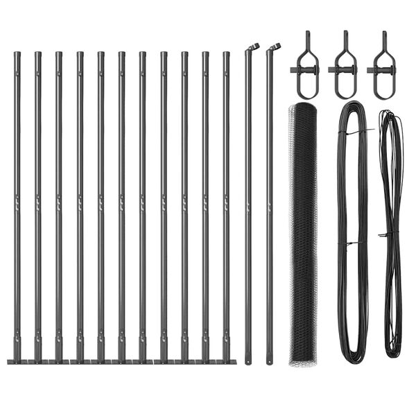 vidaXL Hegnspæl Grå 25 x 1,6 m (13 mm mesh) Stål og PVC