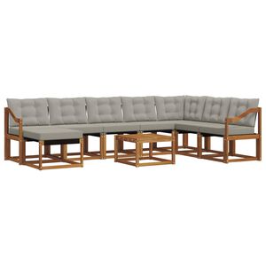 vidaXL Udend&oslash;rs sofagruppe med pude 9 pcs Naturlig og Lys Gr&aring;