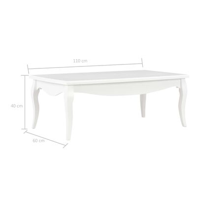 vidaXL sofabord 110x60x40 cm massivt fyrretræ hvid