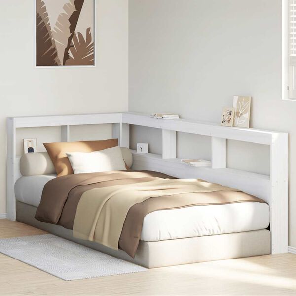 vidaXL bogreol hovedg&aelig;rde L-formet 90 cm massivt fyrretr&aelig; hvid