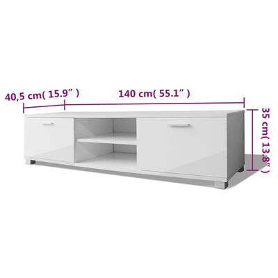 vidaXL tv-bord 140x40,5x35 cm hvid højglans