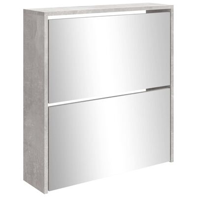 vidaXL skoskab med spejl 2 hylder 63x17x67 cm betongrå