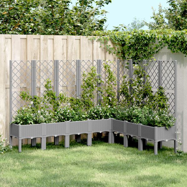 vidaXL plantekasse med espalier 200x160x142 cm PP lysegr&aring;