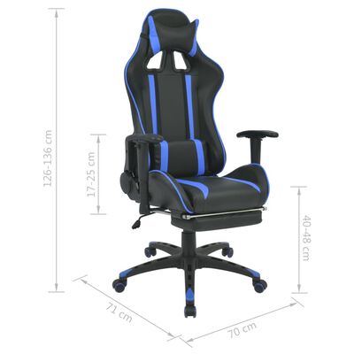 vidaXL kontorstol i racerdesign med lænefunktion og fodstøtte blå