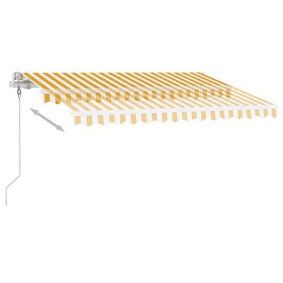 vidaXL markise m. LED+vindsensor 350x250 cm automatisk gul og hvid