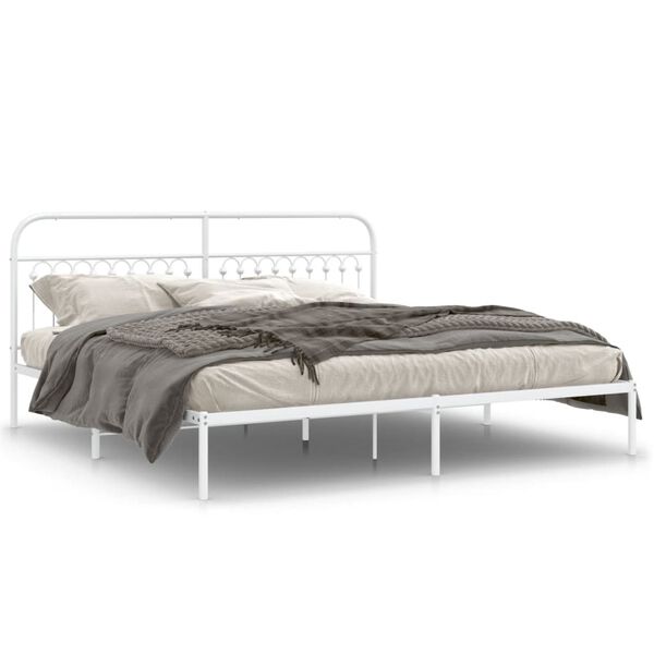 vidaXL sengeramme med sengegavl 193x203 cm metal hvid