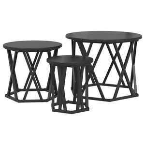 vidaXL Nesting Sidebord 3 pcs Sort eg Ingeni&oslash;rtr&aelig; og st&aring;l