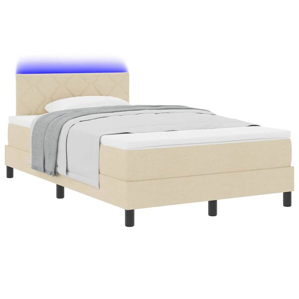 vidaXL Box spring seng med madras med LED Creme 120 x 190 cm Stof