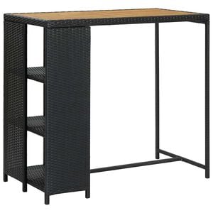 vidaXL barbord med opbevaringsstativ 120x60x110 cm polyrattan sort