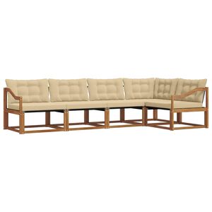 vidaXL Udend&oslash;rs sofagruppe med pude 5 pcs Naturlig og Beige
