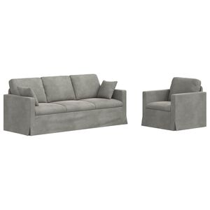 vidaXL Sofa S&aelig;t 2 stk. Lysegr&aring; Fl&oslash;jl