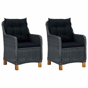 vidaXL havestole med hynder 2 stk. polyrattan m&oslash;rkegr&aring;
