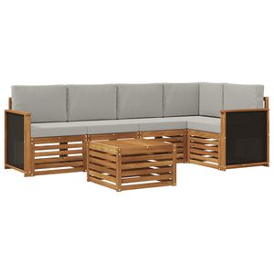 vidaXL Sektionalsofa s&aelig;t med pude 5 pcs Naturfarvet og lysegr&aring;