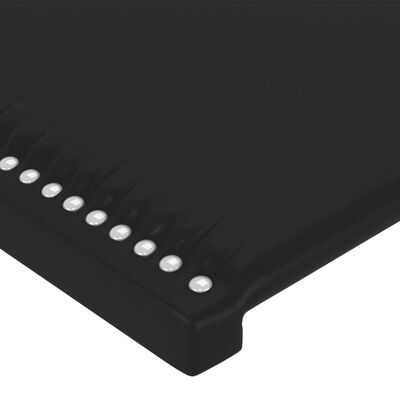 vidaXL sengegavl med LED-lys 183x16x118/128 cm kunstlæder sort