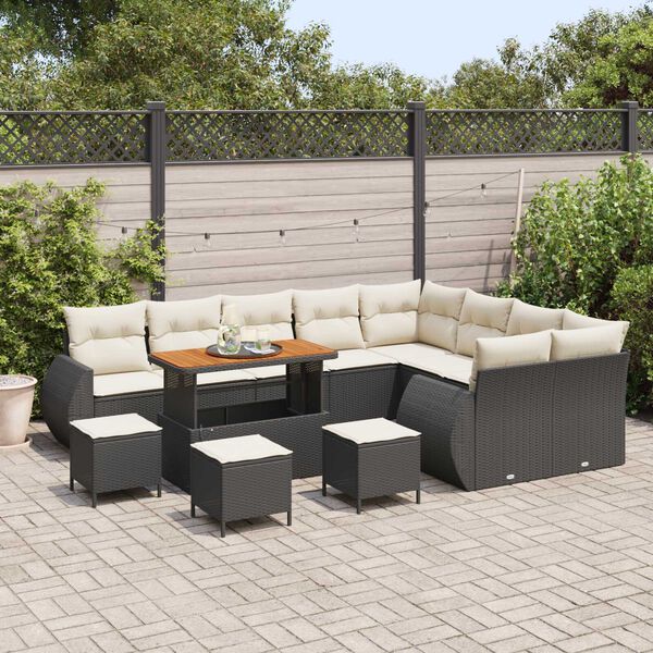 vidaXL Havesofa Sæt 13 pcs Sort polyrattan