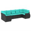 vidaXL havesofas&aelig;t med 7 hynder sort polyrattan