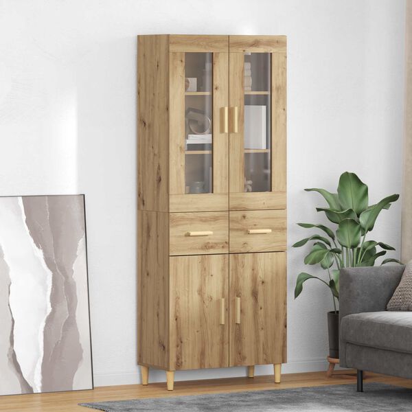 vidaXL Highboard Artisan Egetr&aelig; 69,5 x 34 x 180 cm Konstrueret tr&aelig;