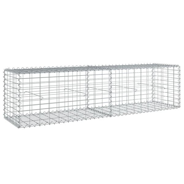 vidaXL gabionkurv med cover 200x50x50 cm galvaniseret jern