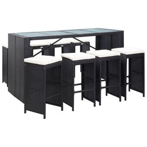 vidaXL udend&oslash;rs bars&aelig;t 9 dele polyrattan sort