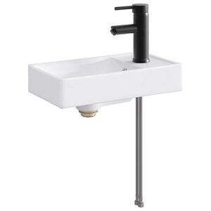 vidaXL Vask med vandhane og afl&oslash;b Mat sort 40,5 x 22,5 x 11,5 cm