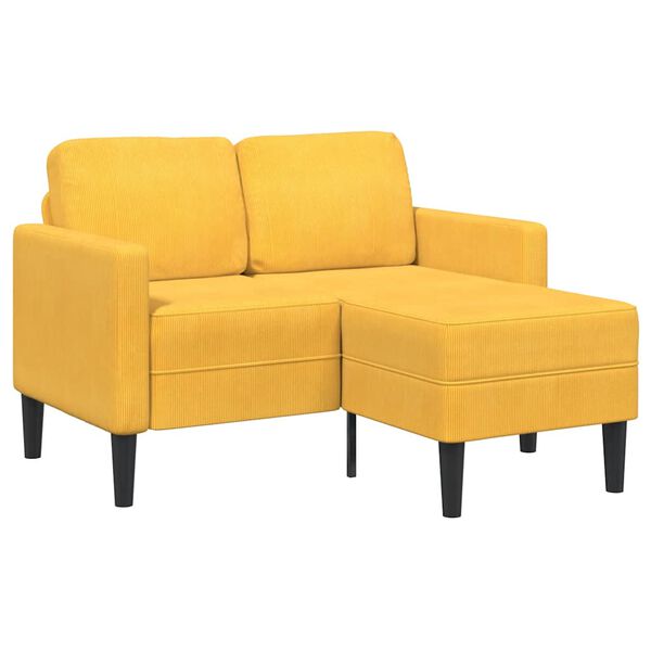 vidaXL 2-personers sofa med chaiselong L-formet 125 cm linned lysegul