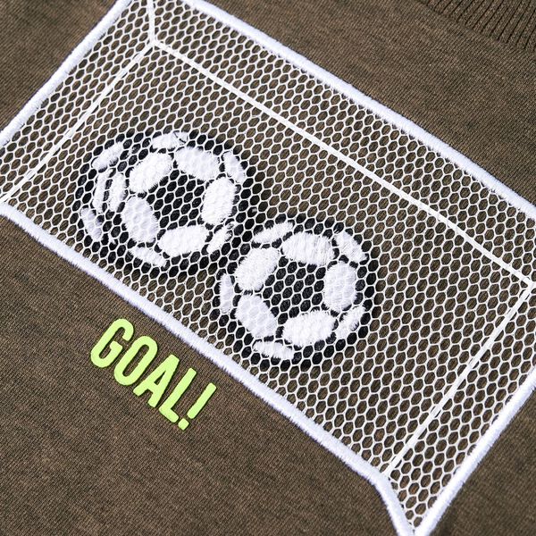 Lang&aelig;rmet T-shirt til b&oslash;rn str. 128 kakimeleret