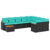 vidaXL havesofas&aelig;t med 10 hynder sort polyrattan