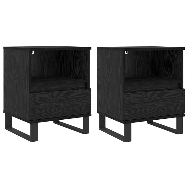 vidaXL Sengeskab med skuffe Sort eg 40 x 35 x 50 cm Konstrueret tr&aelig;