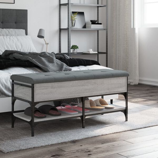 vidaXL skobænk 102x42x45 cm konstrueret træ grå sonoma-eg