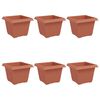 vidaXL Firkantet Blomsterkrukke 6 pcs Mursten R&oslash;d 23 x 23 x 17,5 cm