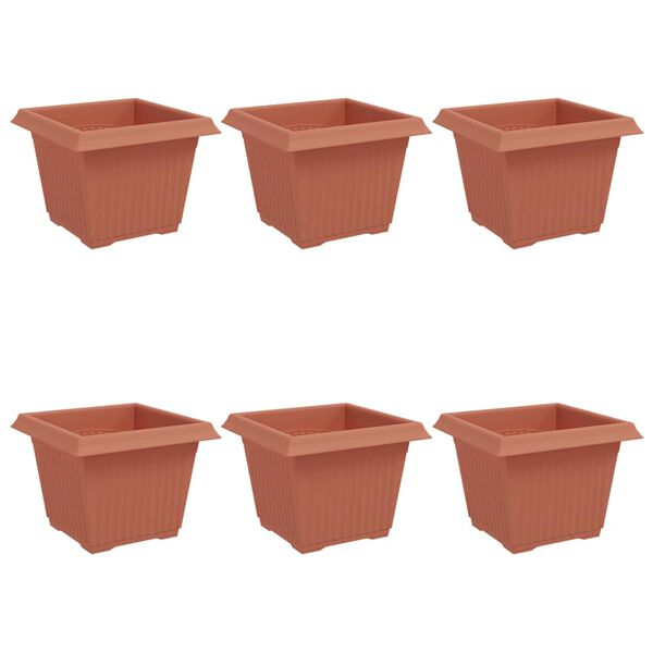vidaXL Firkantet Blomsterkrukke 6 pcs Mursten R&oslash;d 23 x 23 x 17,5 cm