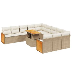 vidaXL sofas&aelig;t til haven 11 dele med hynder polyrattan beige