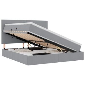 vidaXL Seng med opbevaring og madras Lysegr&aring; 180 x 200 cm Polyester