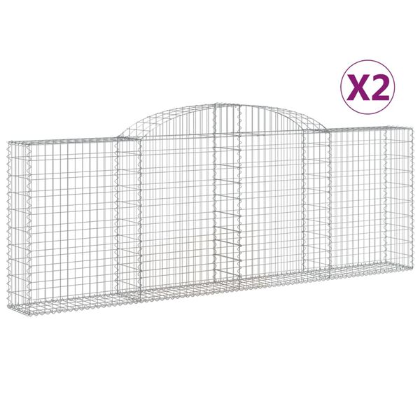 vidaXL buede gabionkurve 2 stk. 300x30x100/120 cm galvaniseret jern