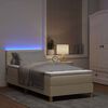 vidaXL LED Box Spring Bed med madras med LED Creme 90 x 200 cm Stof
