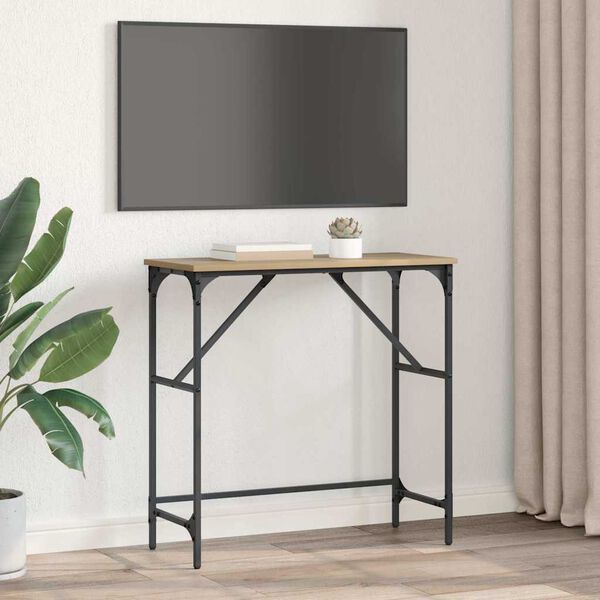 vidaXL Konsolbord Artisan Egetræ 75 x 32 x 75 cm Konstrueret træ