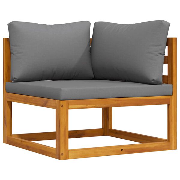 vidaXL modul&aelig;r hj&oslash;rnesofa med m&oslash;rkegr&aring; hynde massivt akacietr&aelig;