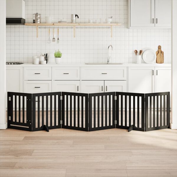 vidaXL hundel&aring;ge med d&oslash;r 6 paneler 300 cm foldbar poppeltr&aelig; sort