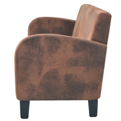 vidaXL 3-personers sofa imiteret ruskind brun