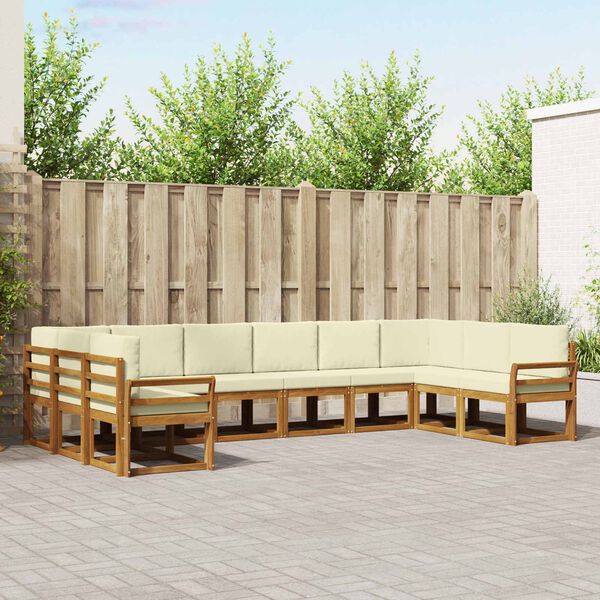 vidaXL Udend&oslash;rs sofagruppe med pude 10 pcs Naturlig og Fl&oslash;de