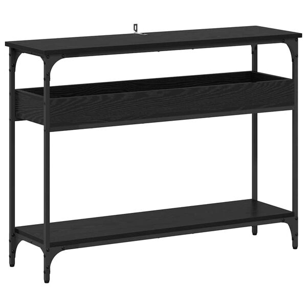 vidaXL Konsolbord med hylde Sort eg 100 x 29 x 75 cm Konstrueret træ