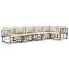 vidaXL lounges&aelig;t til haven 6 dele med hynder polyrattan antracitgr&aring;