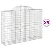 vidaXL buede gabionkurve 5 stk. 200x50x140/160 cm galvaniseret jern