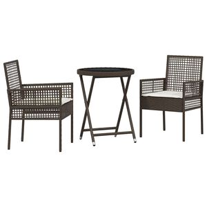 vidaXL Have Bistro S&aelig;t 3 stk. Brun polyrattan